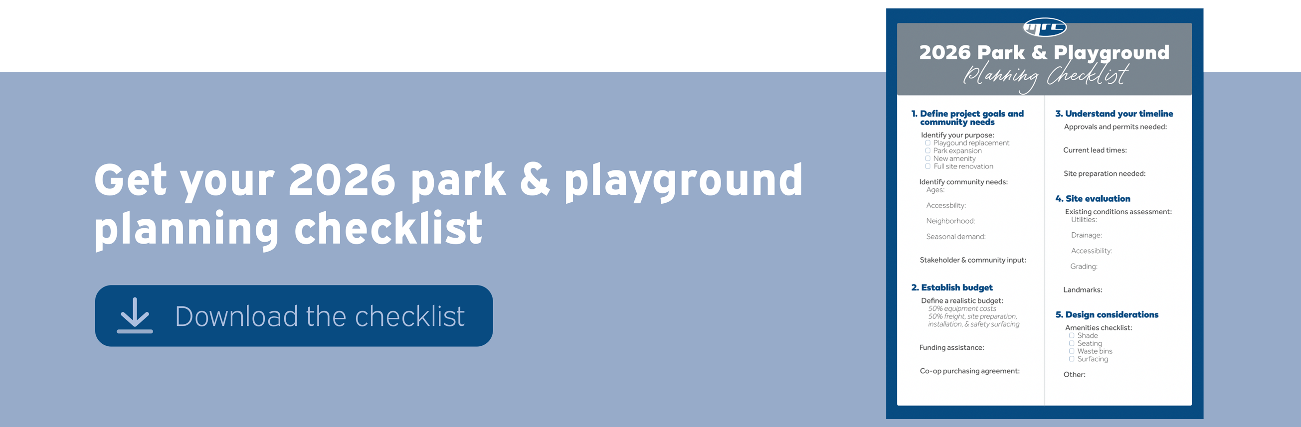 2026 Park + Playground Planning Checklist